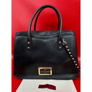 Valentino Garavani Rockstud Black Convertible Satchel Beautiful Handbag Purse